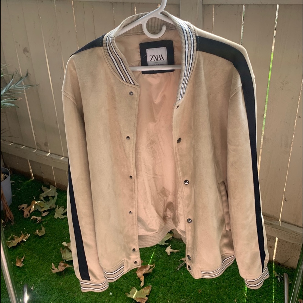 ZARA SUEDE VARSITY JACKET // XL